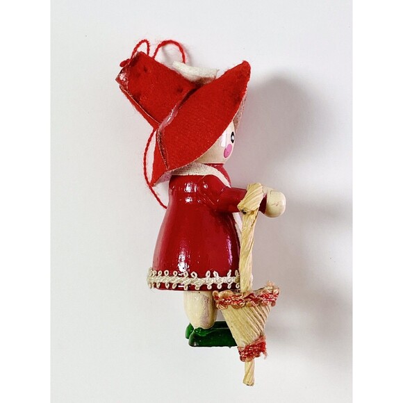 4 - Vintage Wooden Christmas Ornaments Santa Dog House Prairie Girl Mouse - Felt - Picture 7 of 16